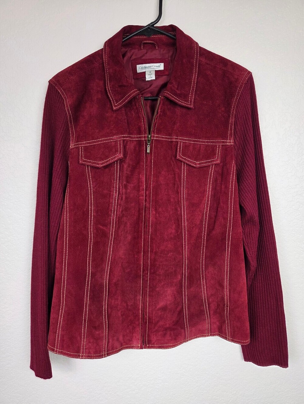 Genuine Leather Coldwater Creek Burgundy Jacket Size 14